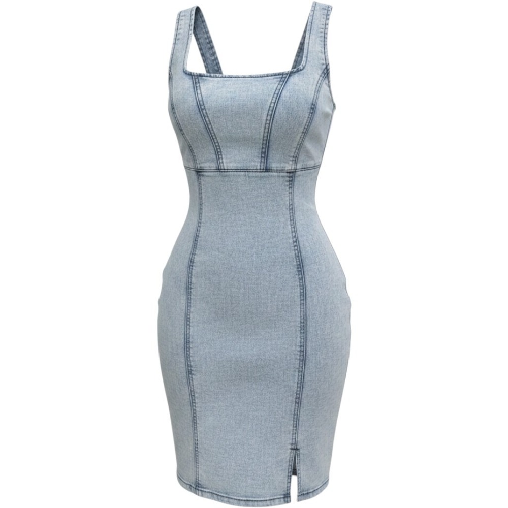 Peace Love Eco By Rewash Denim Mini Dress‎ Light Wash Corset Bodice Size M